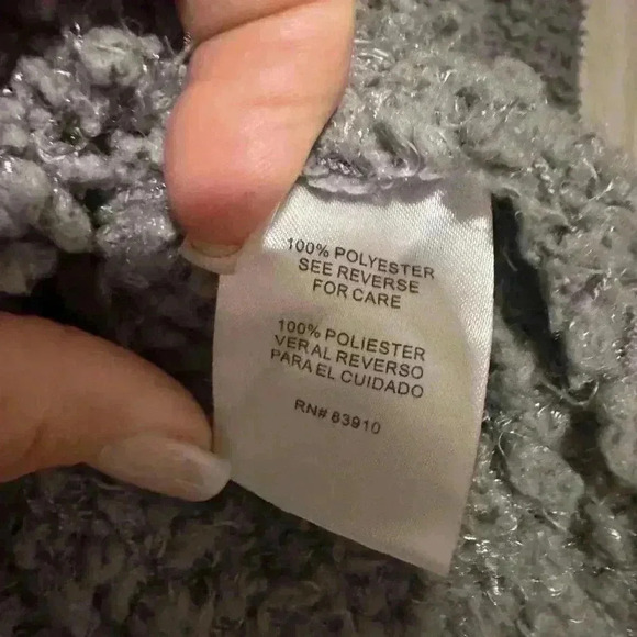 RXB Gray Textured Button-Down Cardigan, Size XS, Cozy Sherpa Style, Oversized - Picture 5 of 5